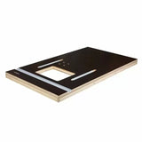 Woodworking router table top with T-tracks and insert plate opening