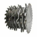 Stacked dado blade set with multiple saw blades for precision woodworking cuts